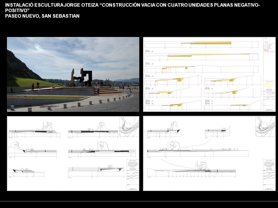 INSTALACIÓ ESCULTURA JORGE OTEIZA CONSTRUCCIÓN VACIA CON CUATRO UNIDADES PLANAS NEGATIVO-POSITIVO