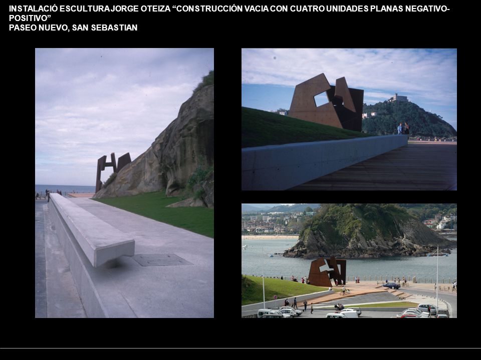 INSTALACIÓ ESCULTURA JORGE OTEIZA CONSTRUCCIÓN VACIA CON CUATRO UNIDADES PLANAS NEGATIVO-POSITIVO
