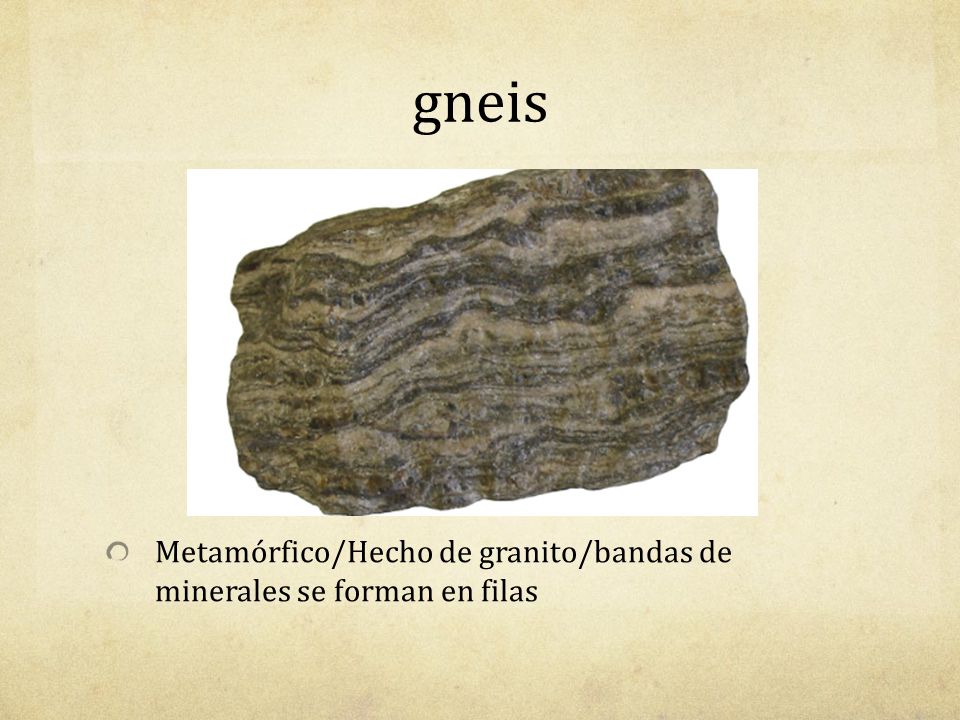 gneis Metamórfico/Hecho de granito/bandas de minerales se forman en filas