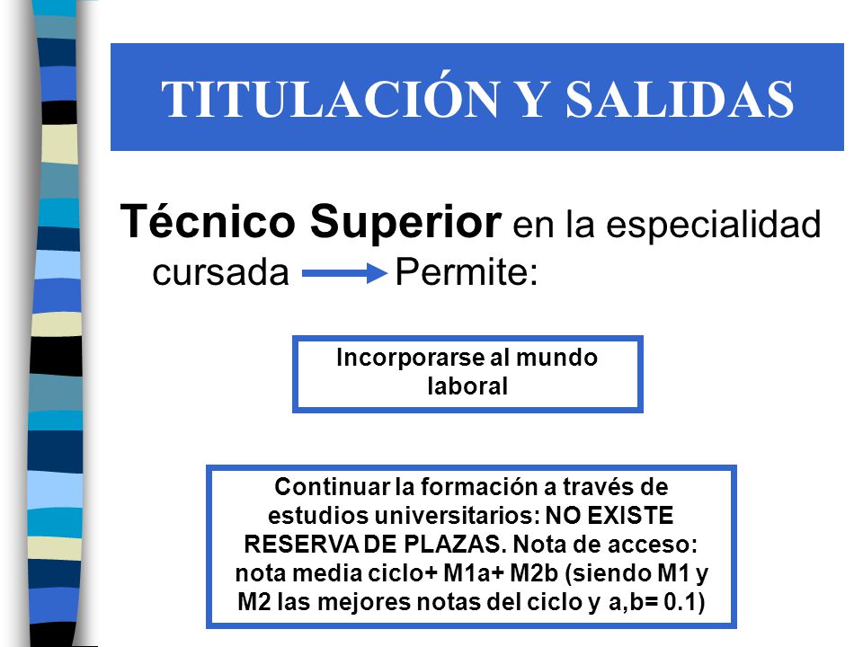 Incorporarse al mundo laboral Continuar la formación a través de