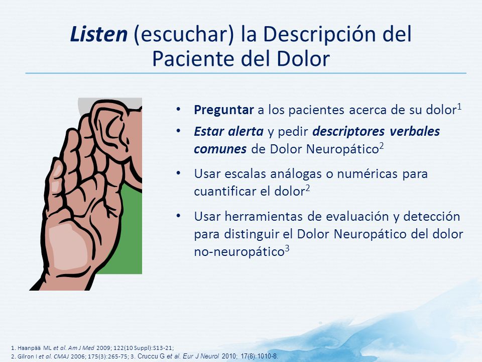 Listen (escuchar) la Descripción del Paciente del Dolor