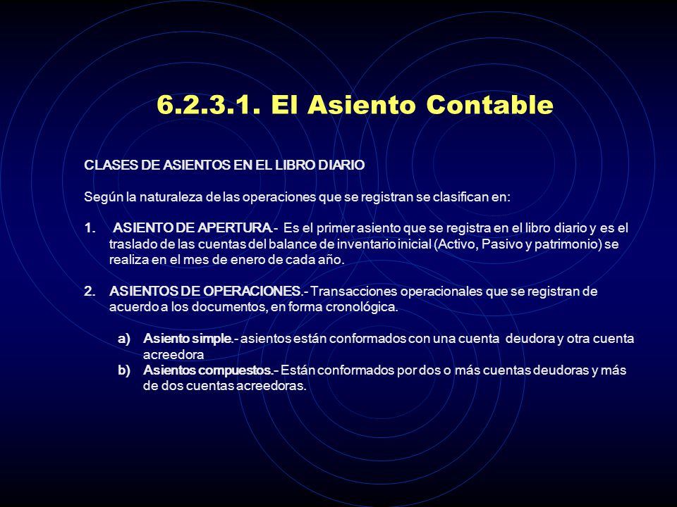 El Asiento Contable CLASES DE ASIENTOS EN EL LIBRO DIARIO
