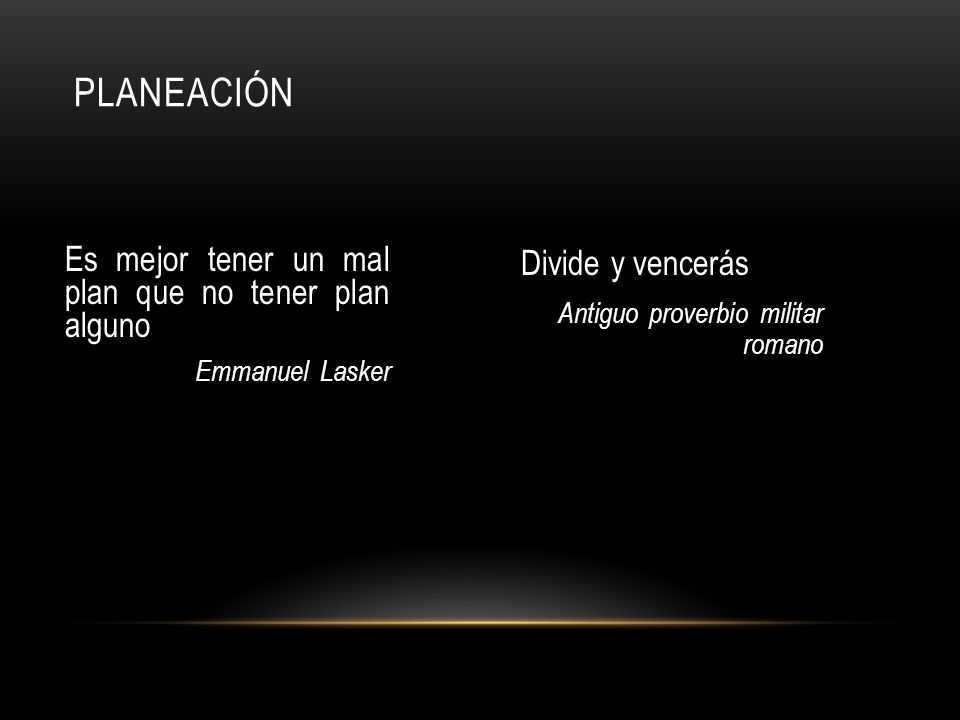 Planeación Es mejor tener un mal plan que no tener plan alguno