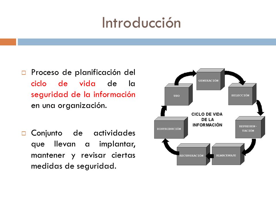 Introducción Proceso de planificación del ciclo de vida de la seguridad de la información en una organización.