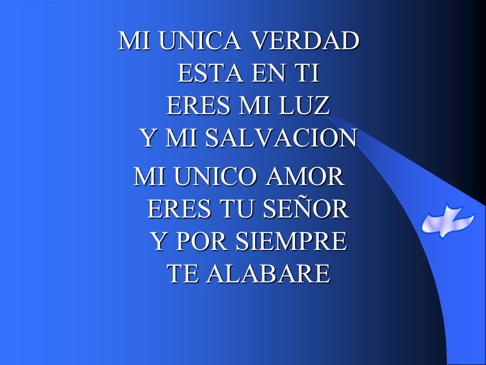 MI UNICA VERDAD ESTA EN TI ERES MI LUZ Y MI SALVACION