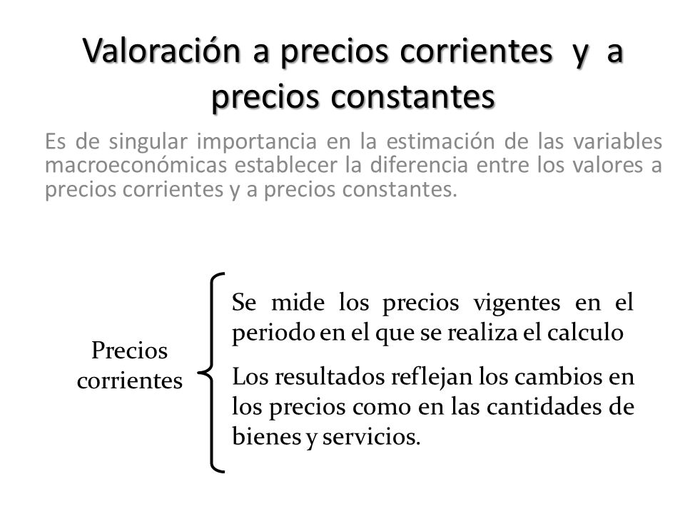 Valoración a precios corrientes y a precios constantes