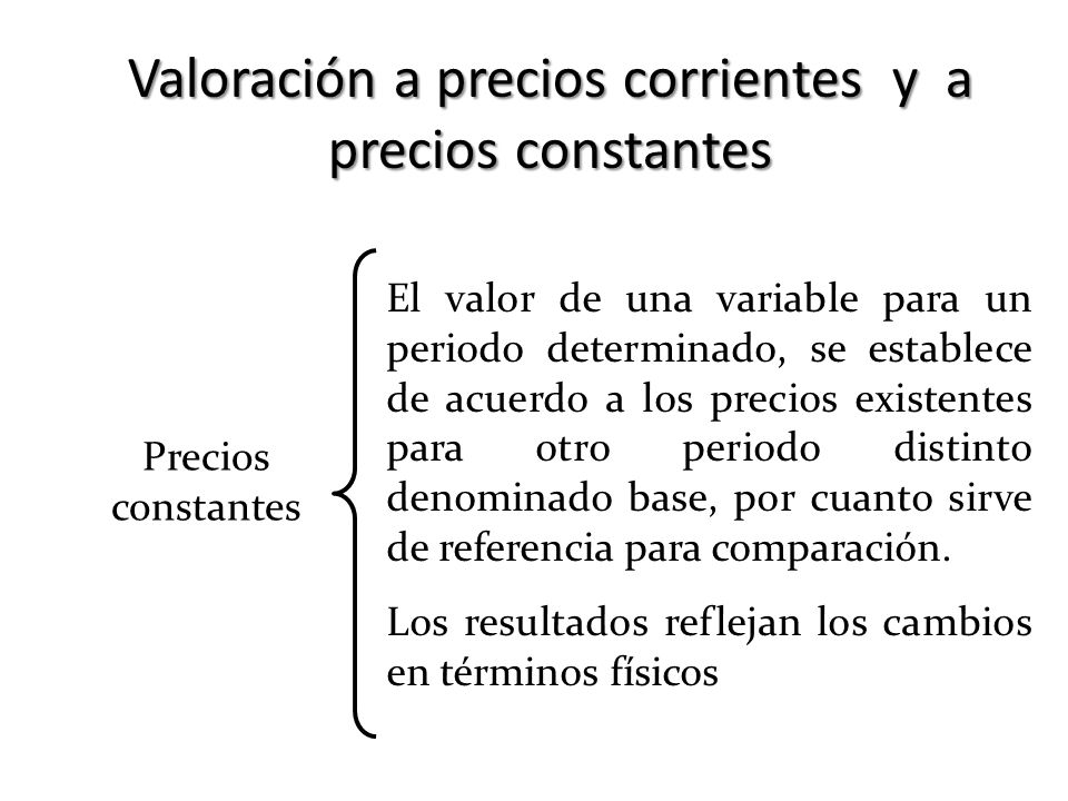 Valoración a precios corrientes y a precios constantes