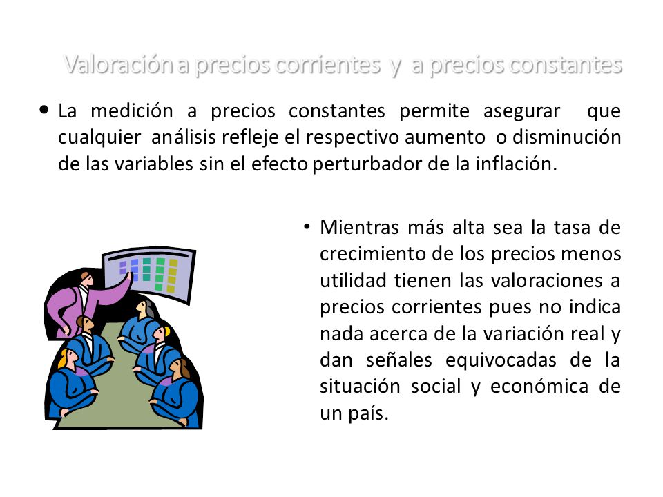 Valoración a precios corrientes y a precios constantes
