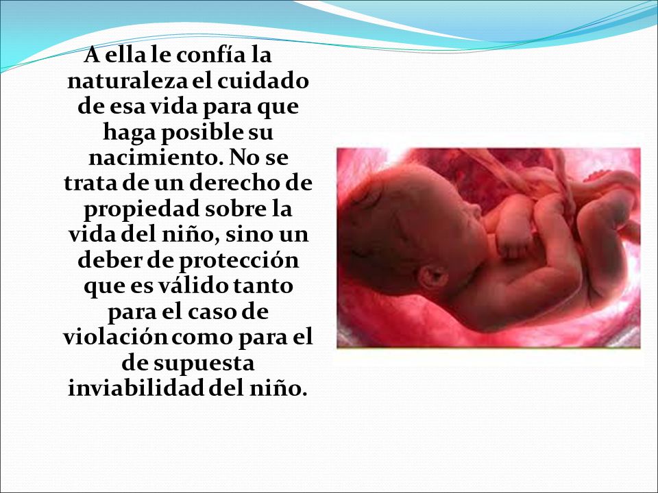 A ella le confía la naturaleza el cuidado de esa vida para que haga posible su nacimiento.