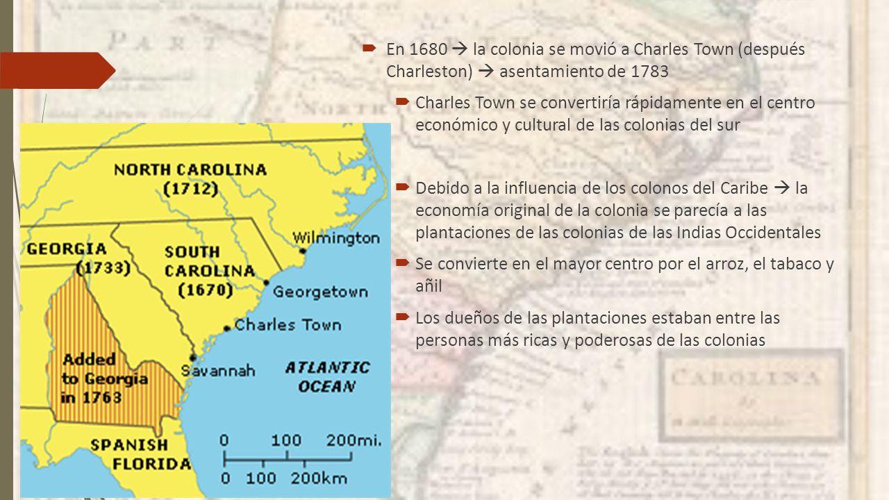 En 1680  la colonia se movió a Charles Town (después Charleston)  asentamiento de 1783