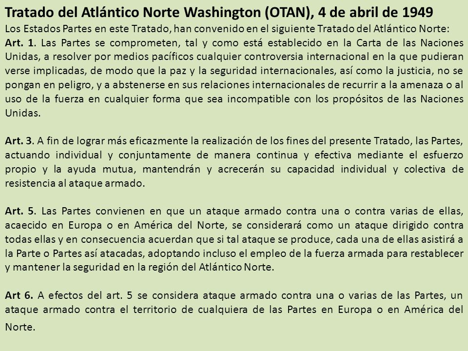 Tratado del Atlántico Norte Washington (OTAN), 4 de abril de 1949