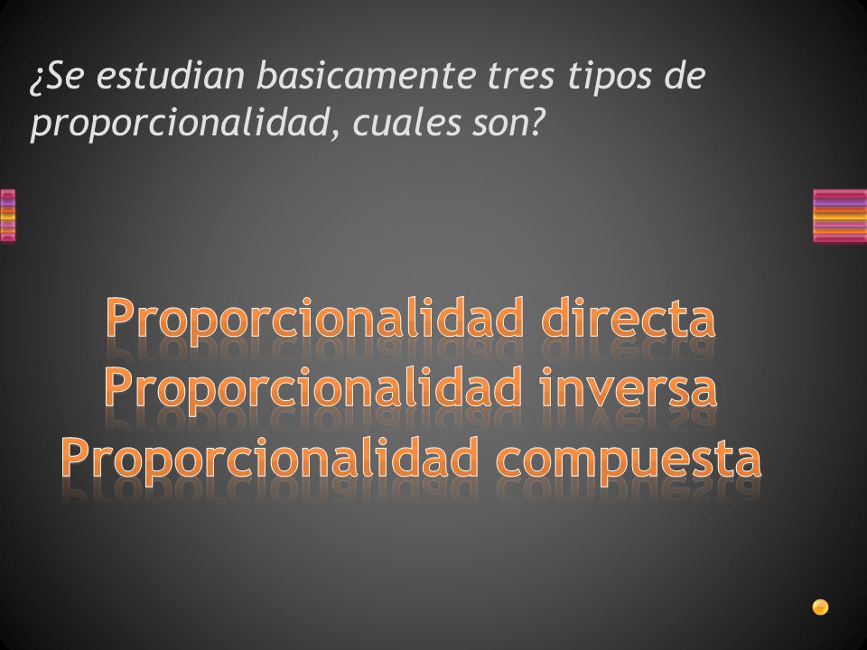 ¿Se estudian basicamente tres tipos de proporcionalidad, cuales son