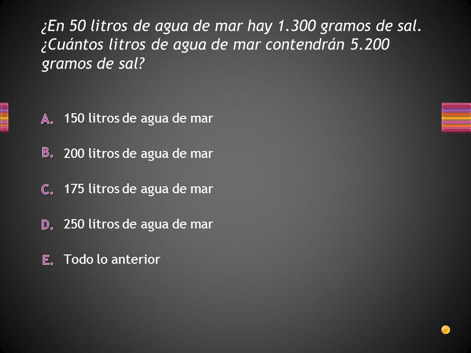 ¿En 50 litros de agua de mar hay gramos de sal
