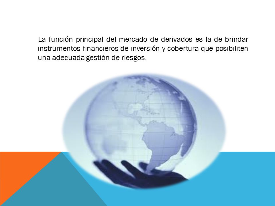 La función principal del mercado de derivados es la de brindar instrumentos financieros de inversión y cobertura que posibiliten una adecuada gestión de riesgos.
