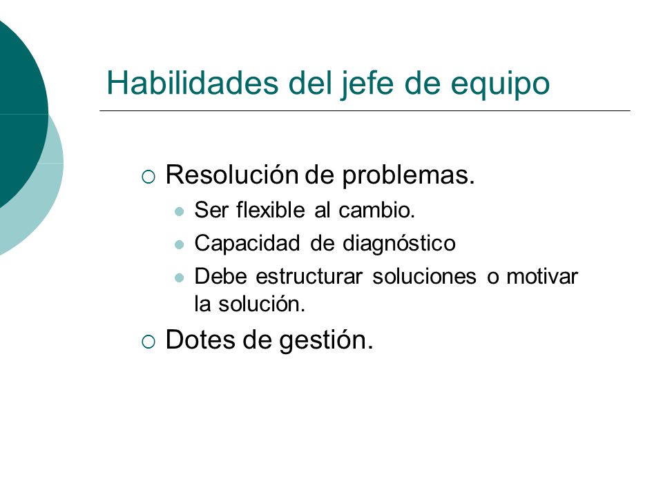 Habilidades del jefe de equipo