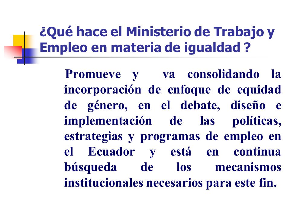¿Qué hace el Ministerio de Trabajo y Empleo en materia de igualdad