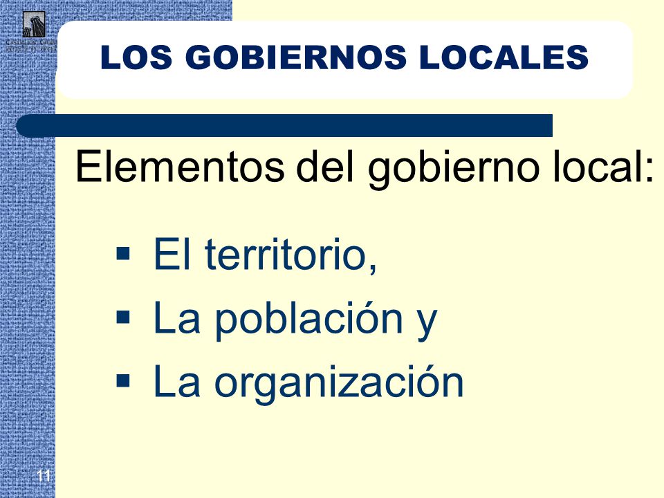 Elementos del gobierno local: El territorio, La población y