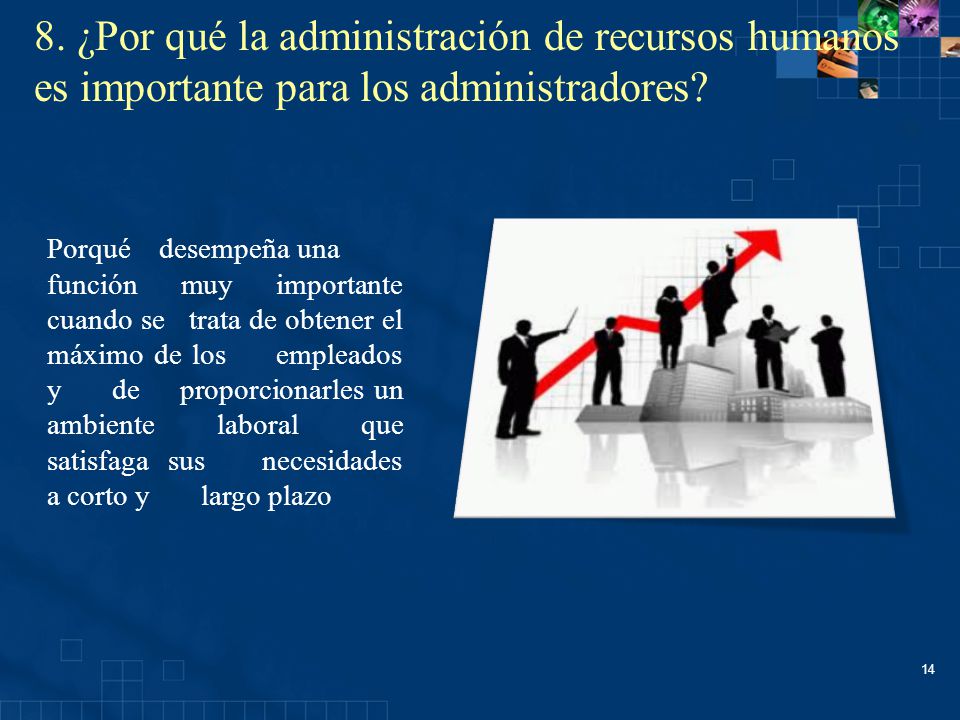 8. ¿Por qué la administración de recursos humanos es importante para los administradores
