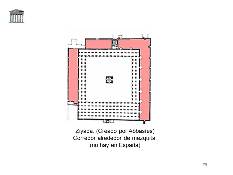 Ziyada. (Creado por Abbasíes) Corredor alrededor de mezquita.