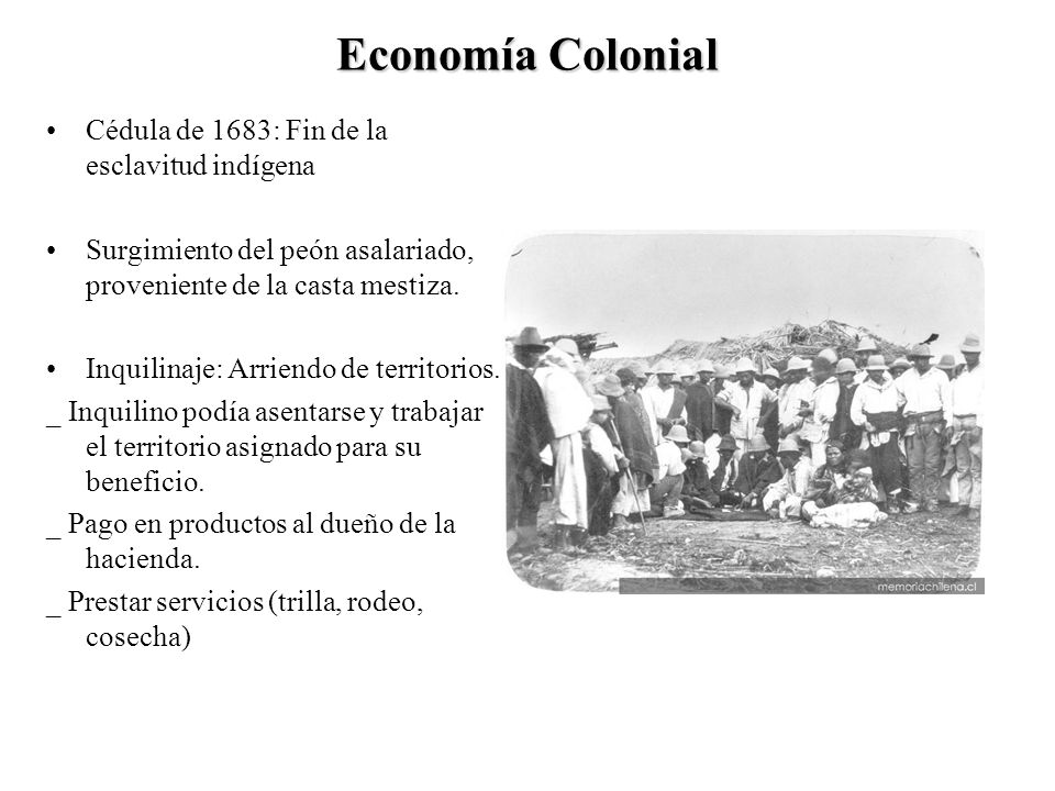 Economía Colonial Cédula de 1683: Fin de la esclavitud indígena