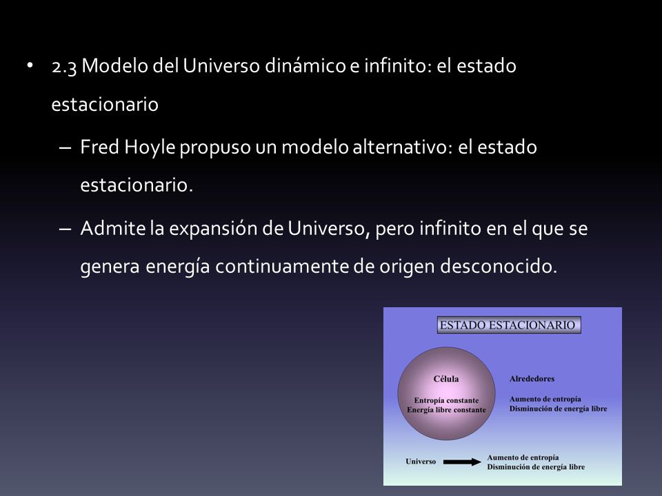 2.3 Modelo del Universo dinámico e infinito: el estado estacionario