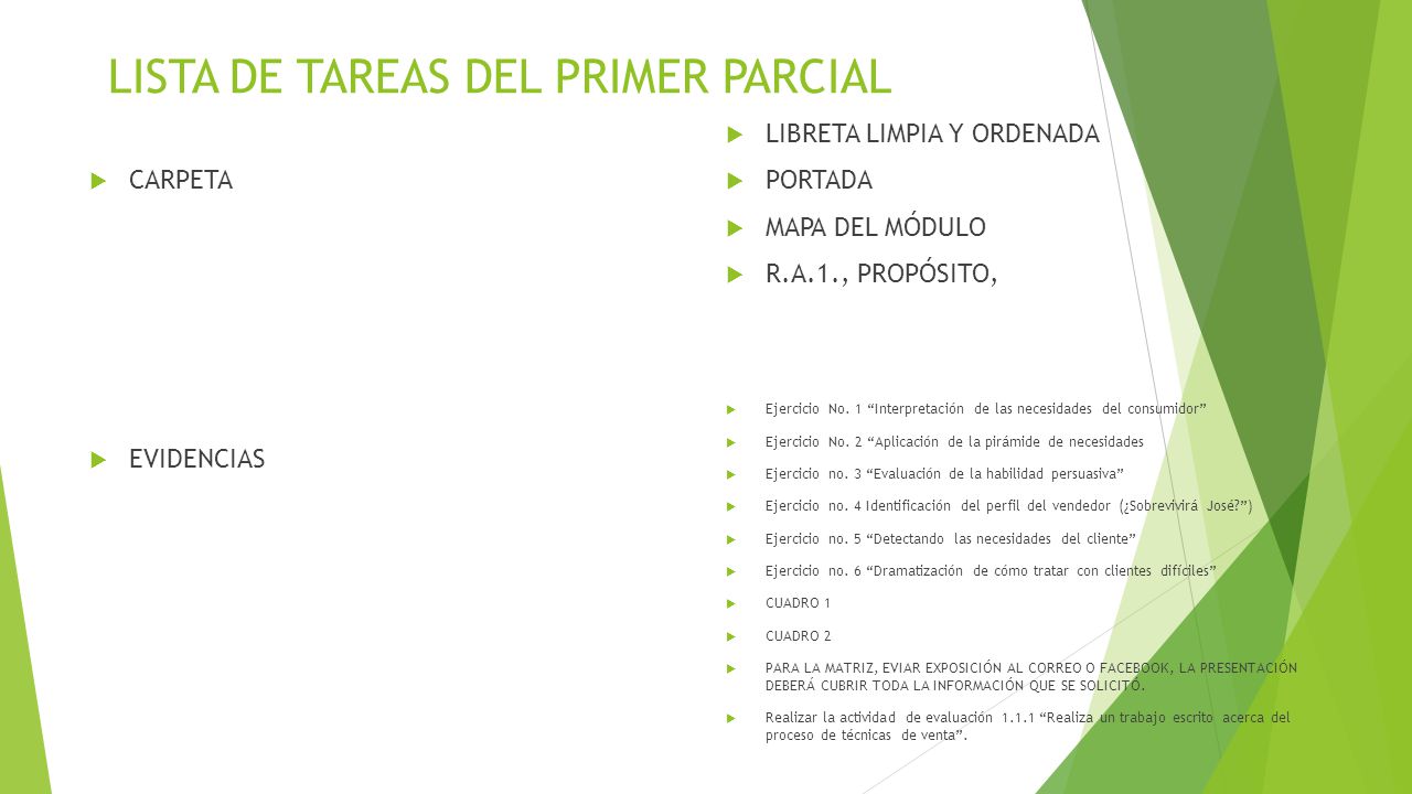 LISTA DE TAREAS DEL PRIMER PARCIAL