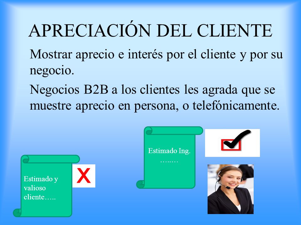 APRECIACIÓN DEL CLIENTE