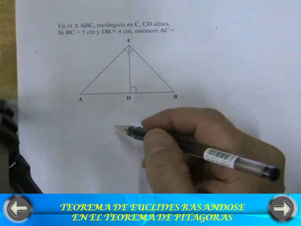 TEOREMA DE EUCLIDES BASANDOSE EN EL TEOREMA DE PITAGORAS