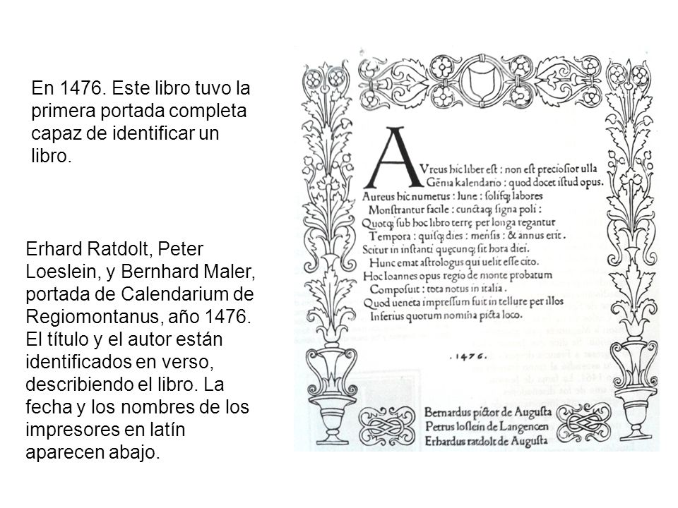 En Este libro tuvo la primera portada completa capaz de identificar un libro.