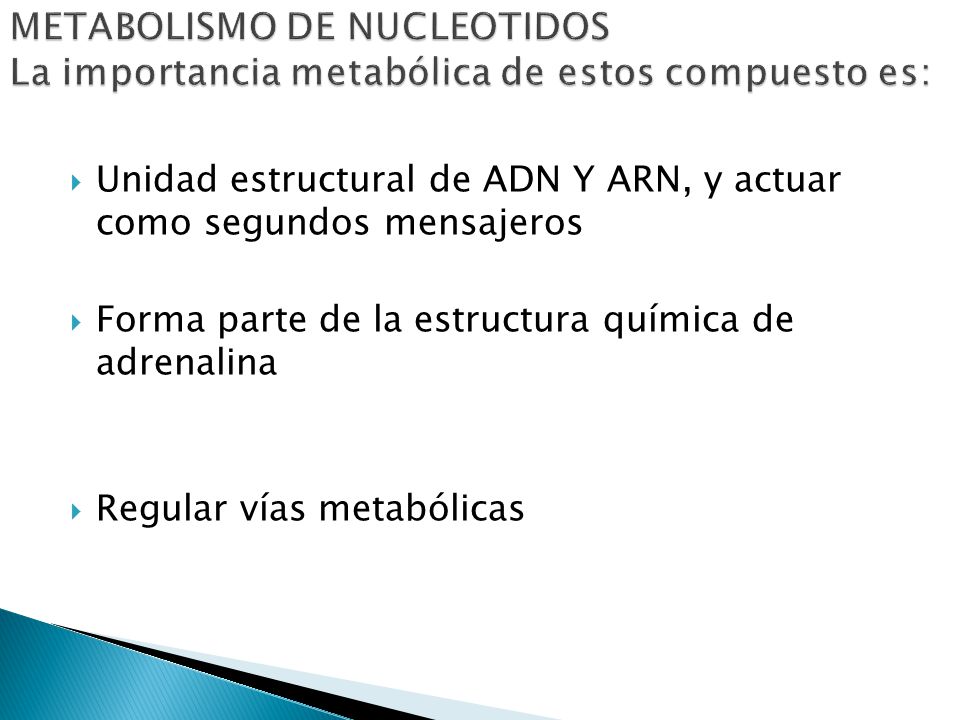 METABOLISMO DE NUCLEOTIDOS La importancia metabólica de estos compuesto es: