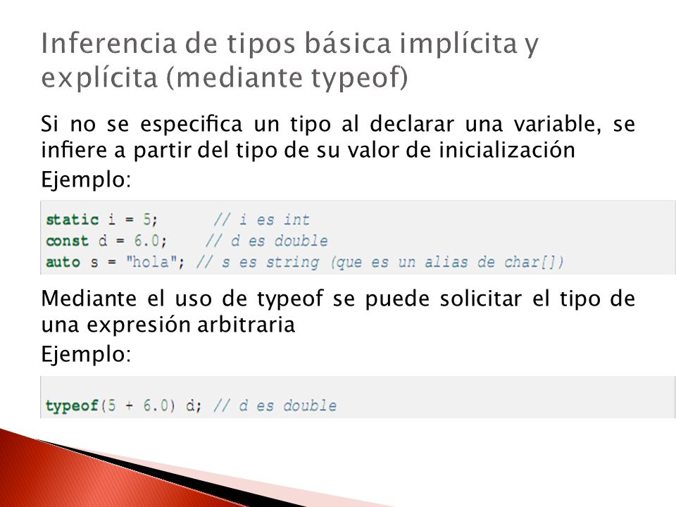 Inferencia de tipos básica implícita y explícita (mediante typeof)
