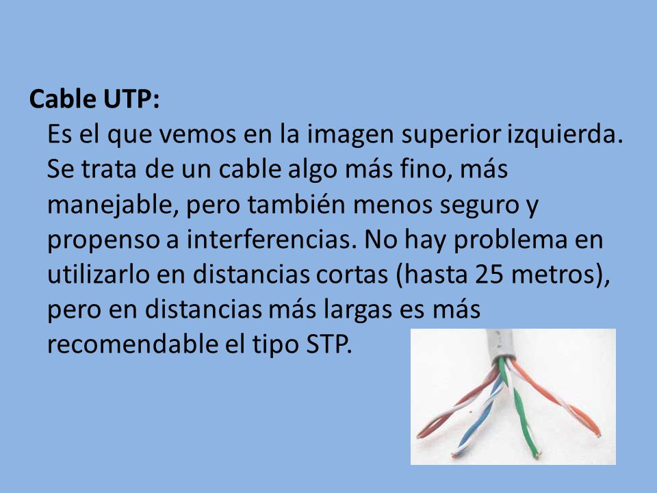 Cable UTP: Es el que vemos en la imagen superior izquierda