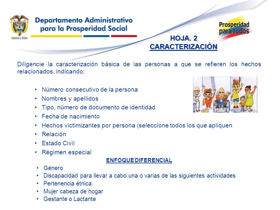 HOJA. 2 CARACTERIZACIÓN Diligencie la caracterización básica de las personas a que se refieren los hechos relacionados, indicando: