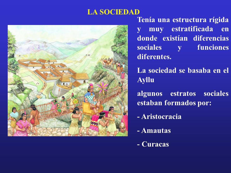 LA SOCIEDAD Tenía una estructura rígida y muy estratificada en donde existían diferencias sociales y funciones diferentes.