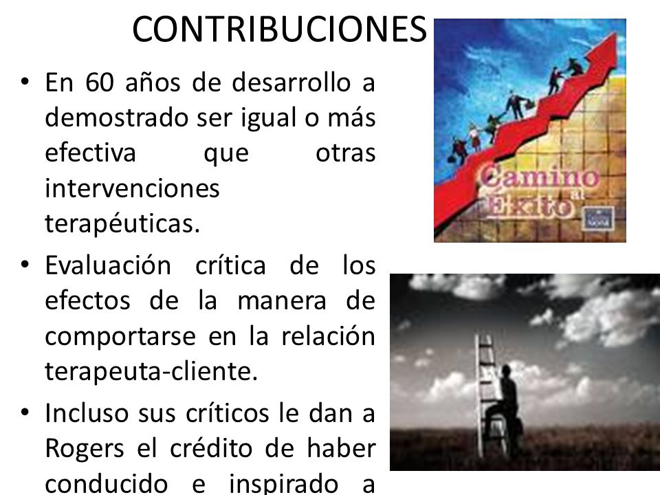 CONTRIBUCIONES En 60 años de desarrollo a demostrado ser igual o más efectiva que otras intervenciones terapéuticas.