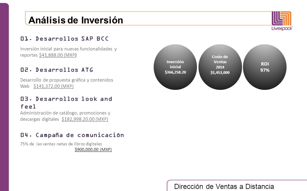 Análisis de Inversión 01. Desarrollos SAP BCC 02. Desarrollos ATG