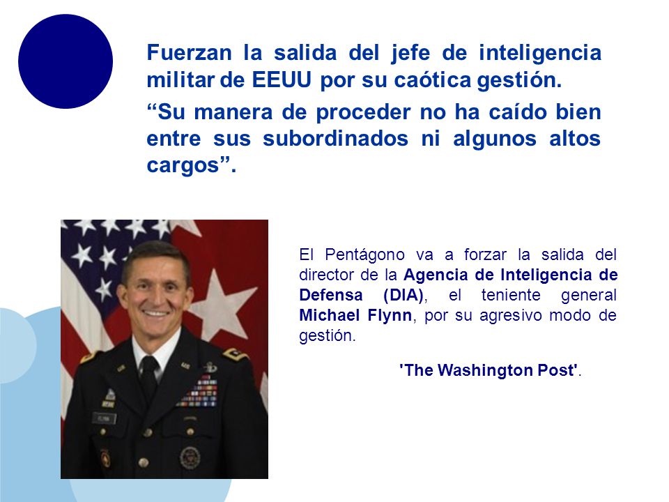 Fuerzan la salida del jefe de inteligencia militar de EEUU por su caótica gestión.