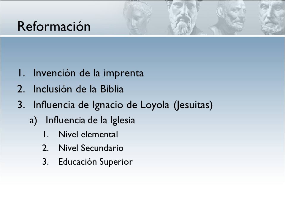 Reformación Invención de la imprenta Inclusión de la Biblia