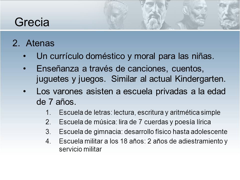 Grecia Atenas Un currículo doméstico y moral para las niñas.