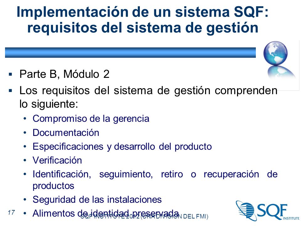 Implementación de un sistema SQF: requisitos del sistema de gestión