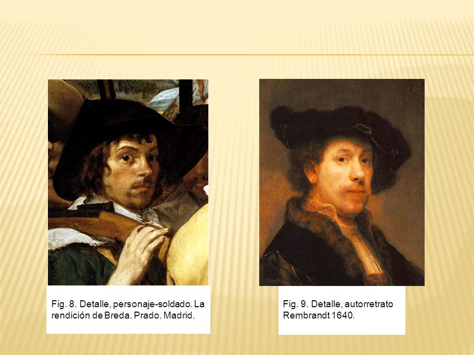 Fig. 8. Detalle, personaje-soldado. La rendición de Breda. Prado