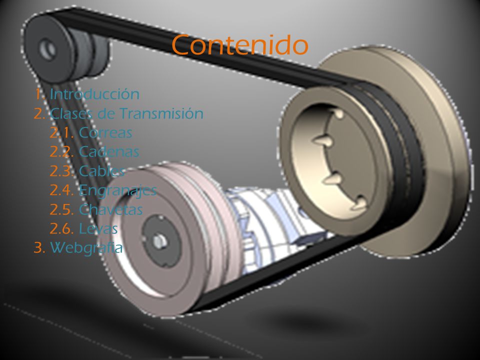 Contenido 1. Introducción 2. Clases de Transmisión 2.1. Correas