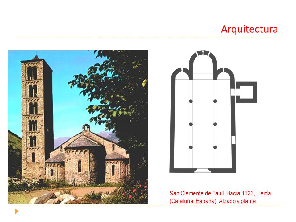 Arquitectura San Clemente de Taull. Hacia 1123, Lleida (Cataluña, España). Alzado y planta.