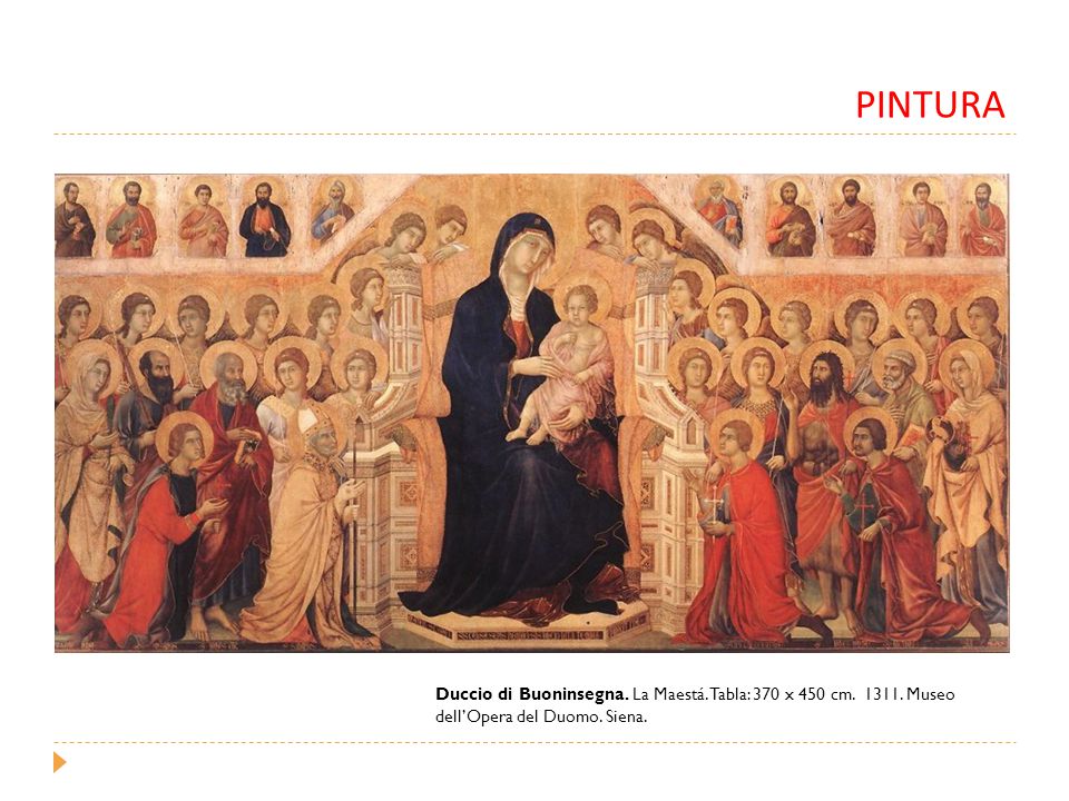 PINTURA Duccio di Buoninsegna. La Maestá. Tabla: 370 x 450 cm.