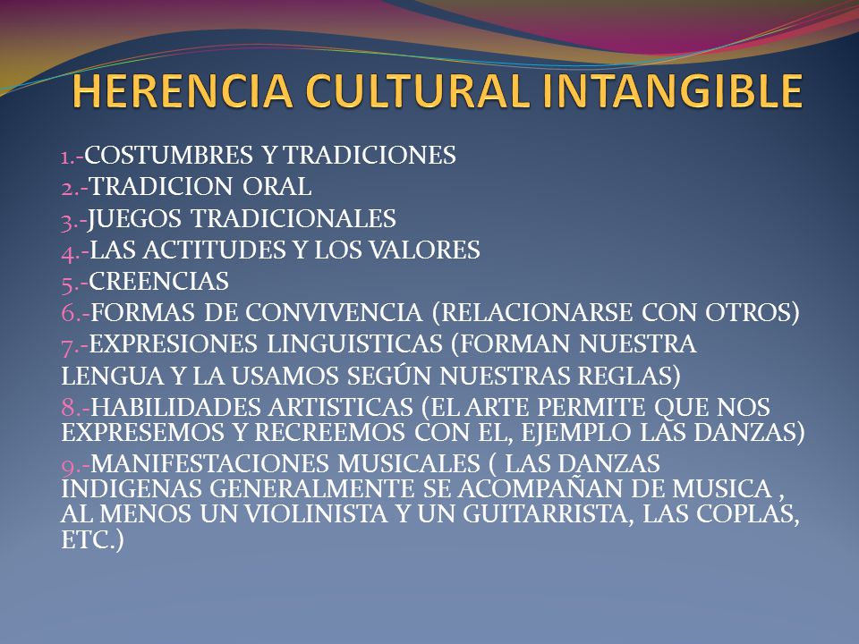 HERENCIA CULTURAL INTANGIBLE