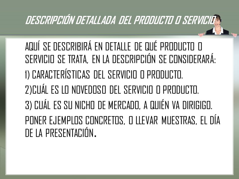 DESCRIPCIÓN DETALLADA DEL PRODUCTO O SERVICIO