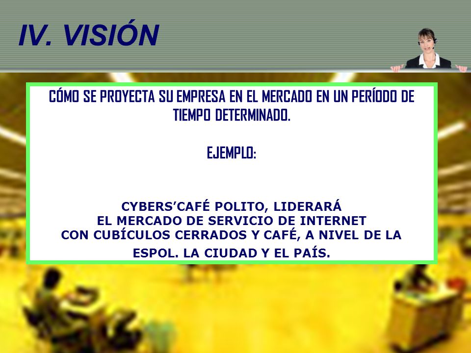 IV. VISIÓN CÓMO SE PROYECTA SU EMPRESA EN EL CAMPO DE LA INVESTIGACIÓN DE MERCADOS, EN UN PERÍODO DE TIEMPO DETERMINADO.
