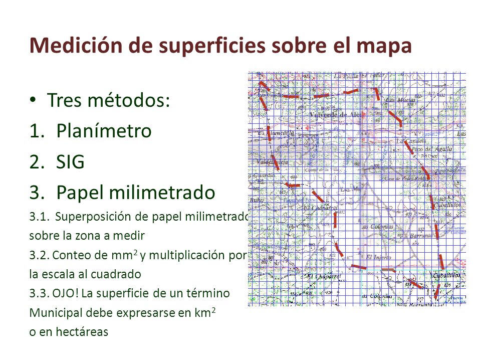 Medición de superficies sobre el mapa
