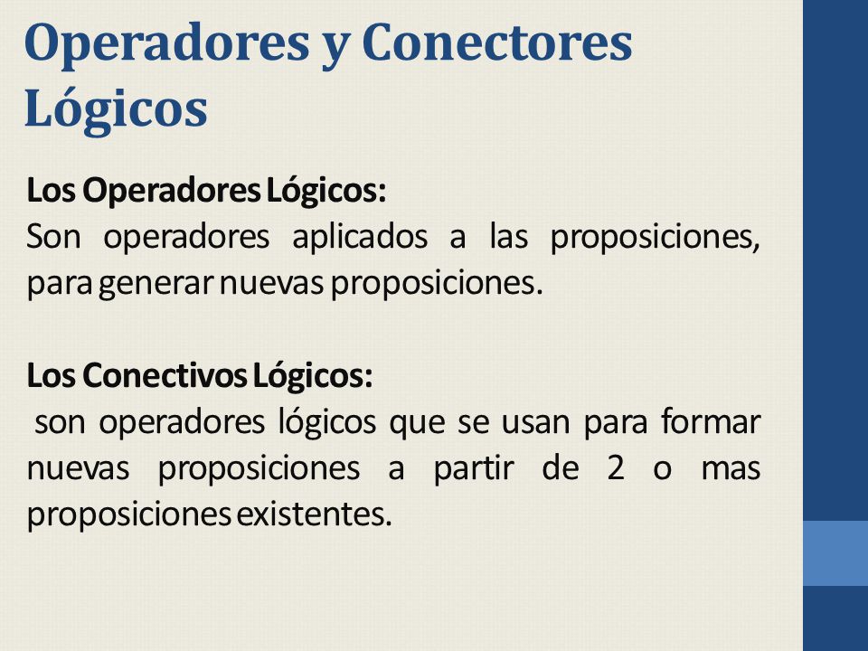 Operadores y Conectores Lógicos
