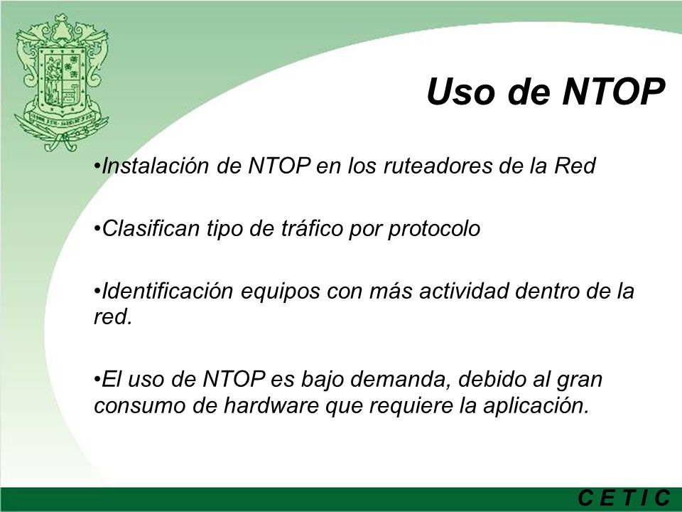 Uso de NTOP Instalación de NTOP en los ruteadores de la Red